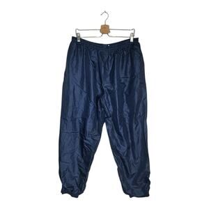 Vintage 90s Mens Unisex Nylon Windbreaker Joggers Navy Blue Ankle Zip Lined XL